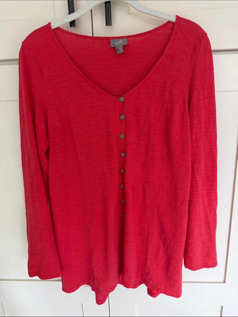 J. Jill Vibrant Red Long-Sleeve Button Front Tunic